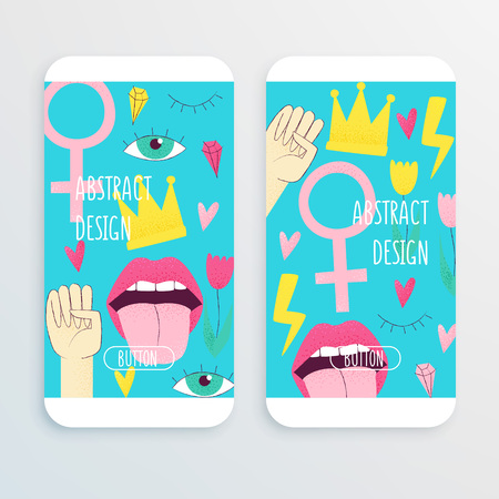Girl power, vector feminist design, hand drawn conceptのイラスト素材