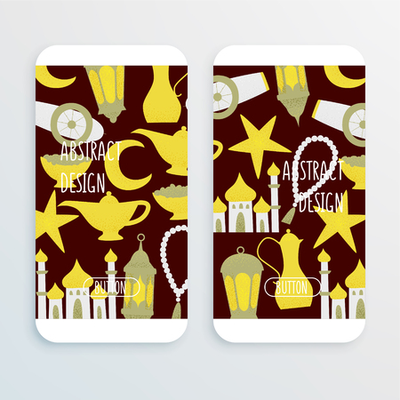 Ramadan kareem, vector muslim design, golden lanterns and mosque.のイラスト素材