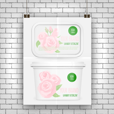 Laundry detergent, vector 3d design, white mock up.のイラスト素材