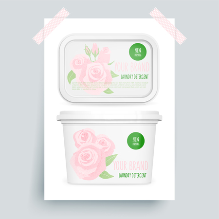 Laundry detergent, vector 3d design, white mock up.のイラスト素材