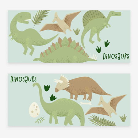 Dinosaurs vector design, tyrannosaurus rex, triceratops and diplodocusのイラスト素材