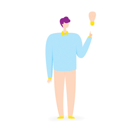 Business idea illustration with man and bulb, business conceptのイラスト素材