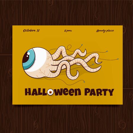 Halloween party poster, scary design of eye with the worm tentaclesのイラスト素材