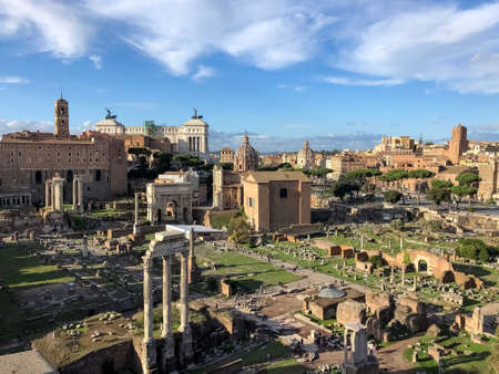 Forum Romanum in Rome, Italy. In a distance Colosseum. High quality photoの写真素材