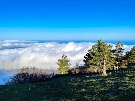 Scenic View Of Cloudscape Against Sky During Sunset - stock photo. High quality photo