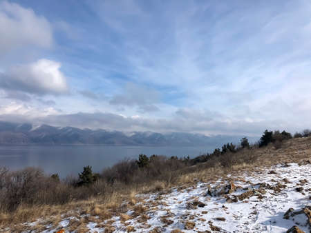 Lake Sevan in winter, Armenia - stock photoの写真素材