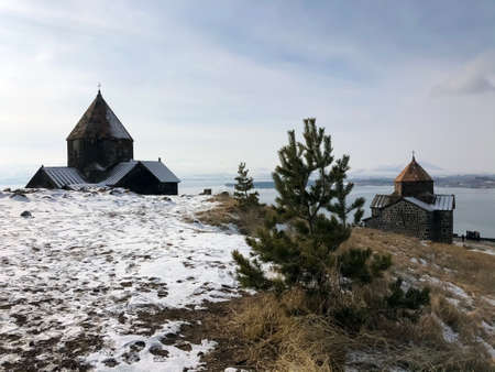 Lake Sevan in winter, Armenia - stock photoの写真素材