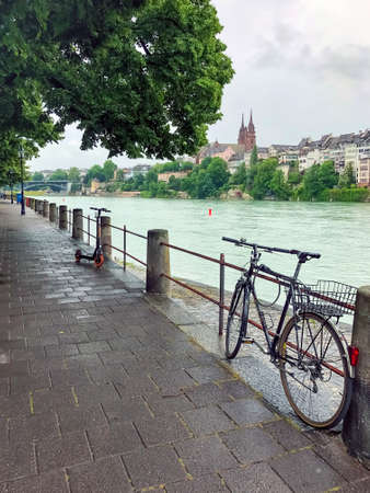 Switzerland, Basel, city view and Rhine at dusk - stock photoの写真素材
