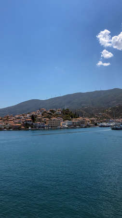 Summer Travel Vacation. View On Beautiful Beach On Greece Shore.の写真素材