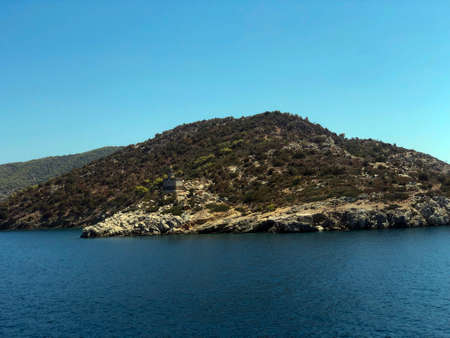 Summer Travel Vacation. View On Beautiful Beach On Greece Shore.の写真素材