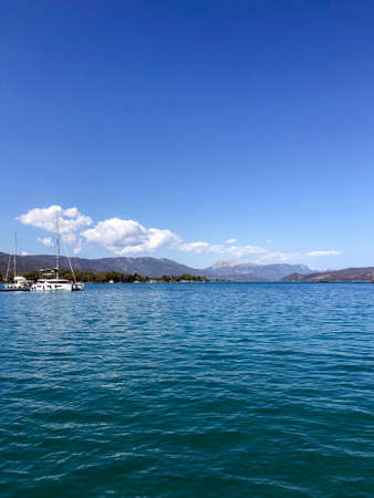 Summer Travel Vacation. View On Beautiful Beach On Greece Shore.の写真素材