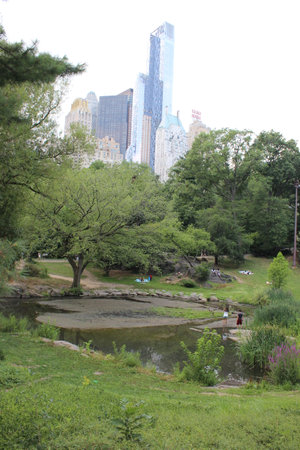 New York, Manhattan. High buildings view from below against blue sky background. High quality photoの写真素材