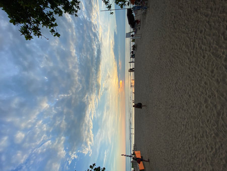 beautiful sunset on Bali. the sky is reflected in the ocean. High quality photoの写真素材