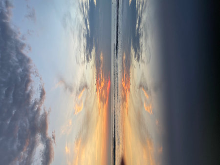 beautiful sunset on Bali. the sky is reflected in the ocean. High quality photoの写真素材