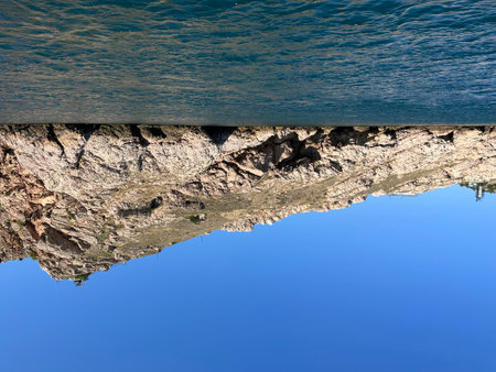 beautiful panorama of the sea, coast, mountains. High quality photoの写真素材