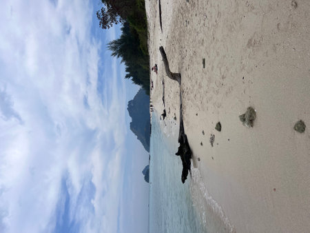 Scenic beach and Andaman sea in Railey Bay, Thailand. High quality photoの写真素材