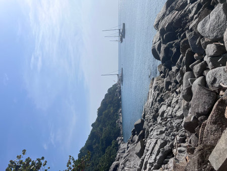 Seascape with boat in summer and nice beach top view. Thailand. High quality photoの写真素材