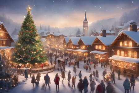 Christmas and New Year holidays in the old town of Bergen, Norwayの素材