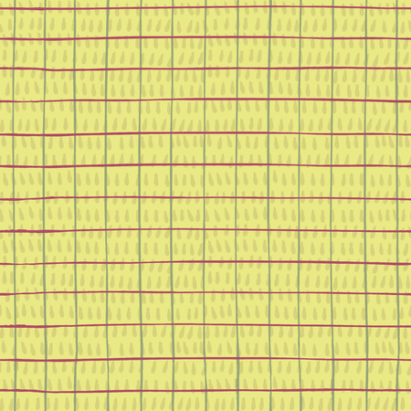 Vector hand drawn drop shapes and square grid seamless repeat pattern background. Perfect for stationery, kid accessories, fabric, packaging and wrapping paper.のイラスト素材