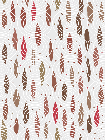 Abstract tribal hand painted design of arrow head shaped brush strokes with concentric ellipse texture. Seamless vector pattern. Great for packaging, wrapping paper, stationery, home decor.のイラスト素材