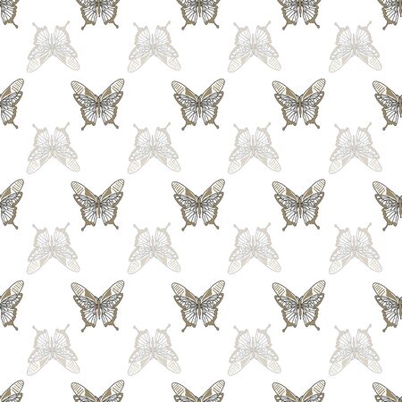 Retro geometric butterfly pattern print. Vector seamless background design.のイラスト素材
