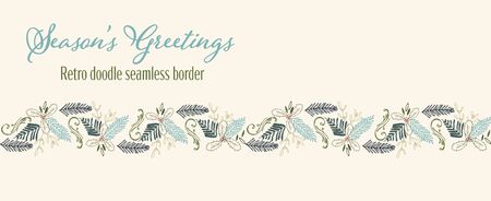 Winter foliage seamless border holiday seasons greetings. vector illustration design.のイラスト素材