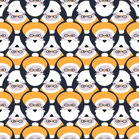 Santa Claus pattern retro sixties seventies style. Graphic Santa faces.のイラスト素材
