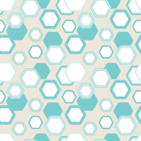 Hexagon pattern seamless background design with stitch or embroidery effect. Retro style vector illustration print.のイラスト素材