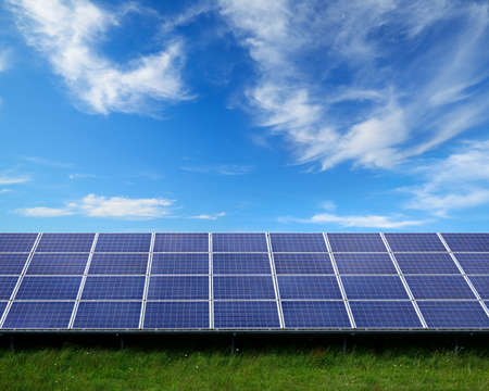 Solar Panels on a Solar Farm, United Kingdomの写真素材