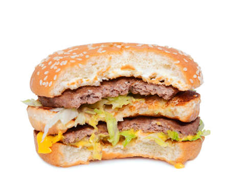 Burger against a white background, close upの写真素材