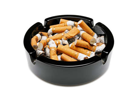 Ashtray Full of Cigarette Butts, Cut Outの写真素材