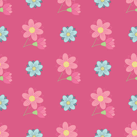 Vector graphic seamless pattern with summer flowers on a bright backgroundのイラスト素材