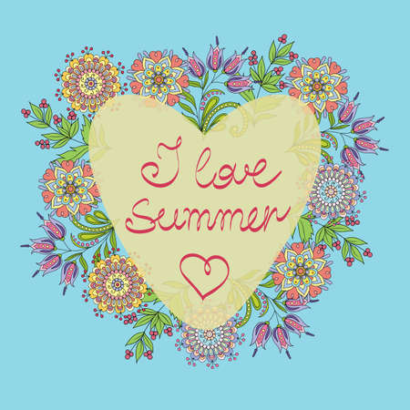 Vector flower pattern. Botanic texture, detailed flowers illustrations. Doodle hand drawn style, folk gentle floral backgroundのイラスト素材