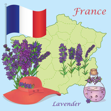 France vector map shape and set of graphic elements. France landmarksのイラスト素材