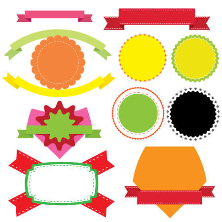 Set of different ribbons, labels or badges templates.のイラスト素材