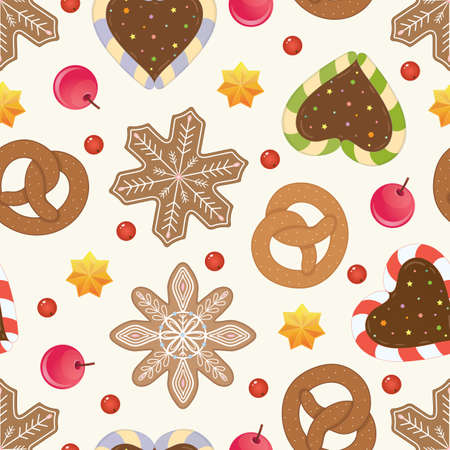 Holliday bright vector seamless pattern with holiday foodのイラスト素材