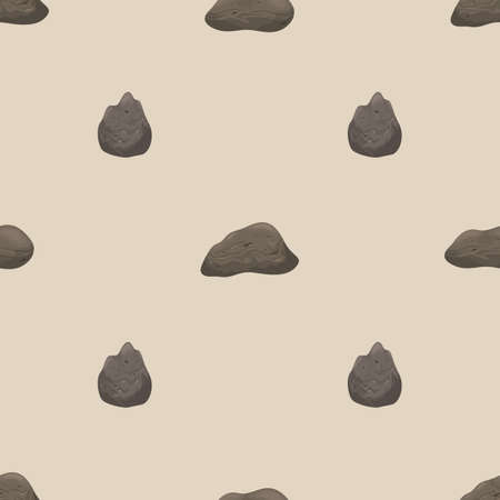 Vector seamless pattern with different brown stones on a light background