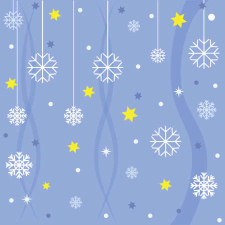 Vector winter holiday abstract background with snowflakes and starsのイラスト素材
