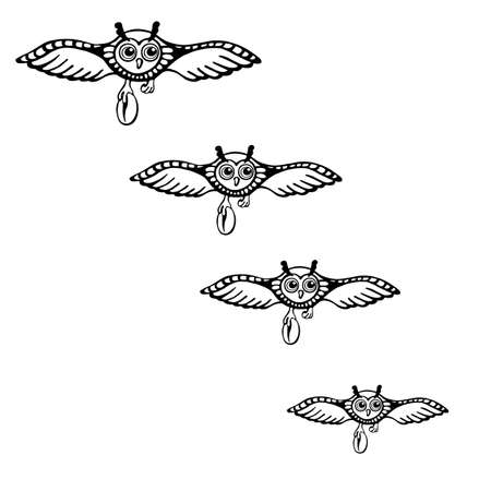 logo, icon in the form of owl with with a grain of coffeeのイラスト素材