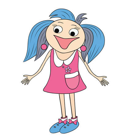 Vector fuuny illustration with very cheerful girlのイラスト素材