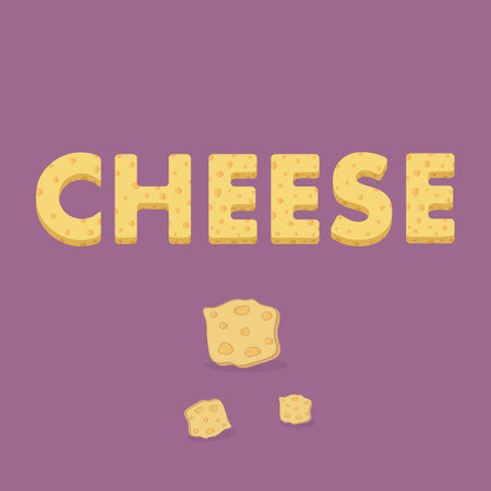 Vector graphic background with yellow word cheese on a purpleのイラスト素材