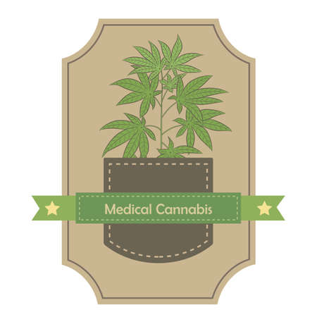 Vector graphic sticker, label template with medical cannabisのイラスト素材