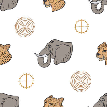 vector graphic seamless pattern with african animals 2のイラスト素材