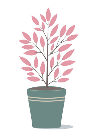 vector graphic illustration with tropical pink plantのイラスト素材
