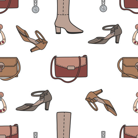 vector graphic seamless pattern with womens accessoriesのイラスト素材