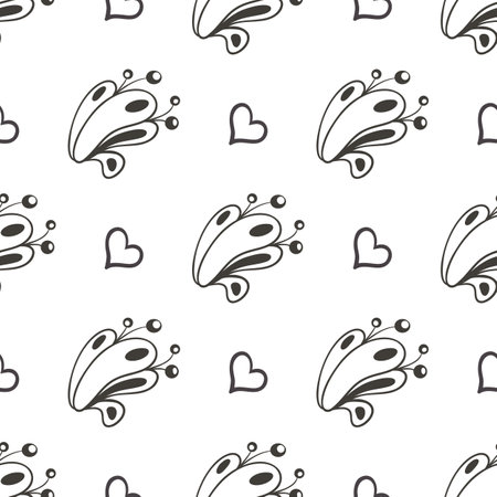 vector graphic seamless pattern with patterns and heartsのイラスト素材