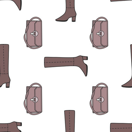 vector graphic seamless pattern with womens clothes and accessoriesのイラスト素材