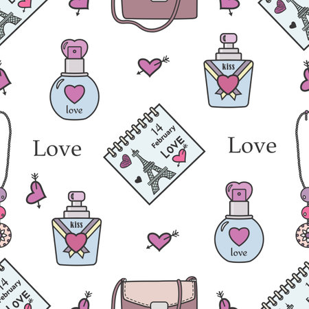 vector graphic seamless pattern with holiday objectsのイラスト素材