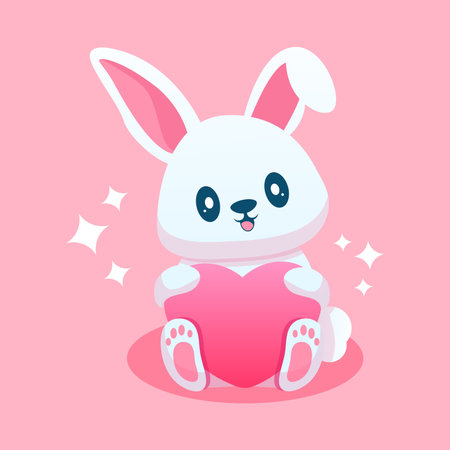 cute rabbit cartoon with loveのイラスト素材