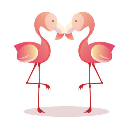 Cute flamingo cartoon illustration setのイラスト素材